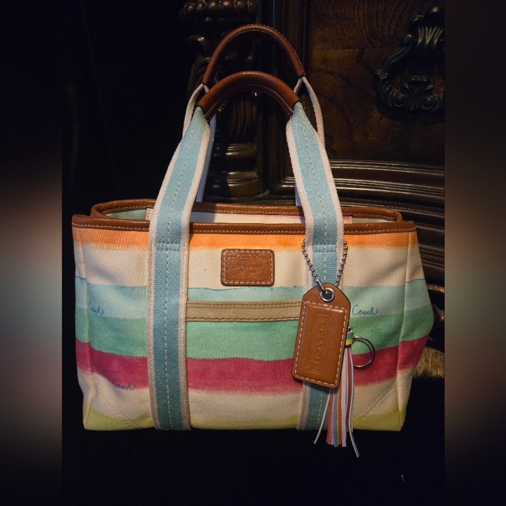 Coach Hampton Sm Tote Multi Color Stripe #10025
